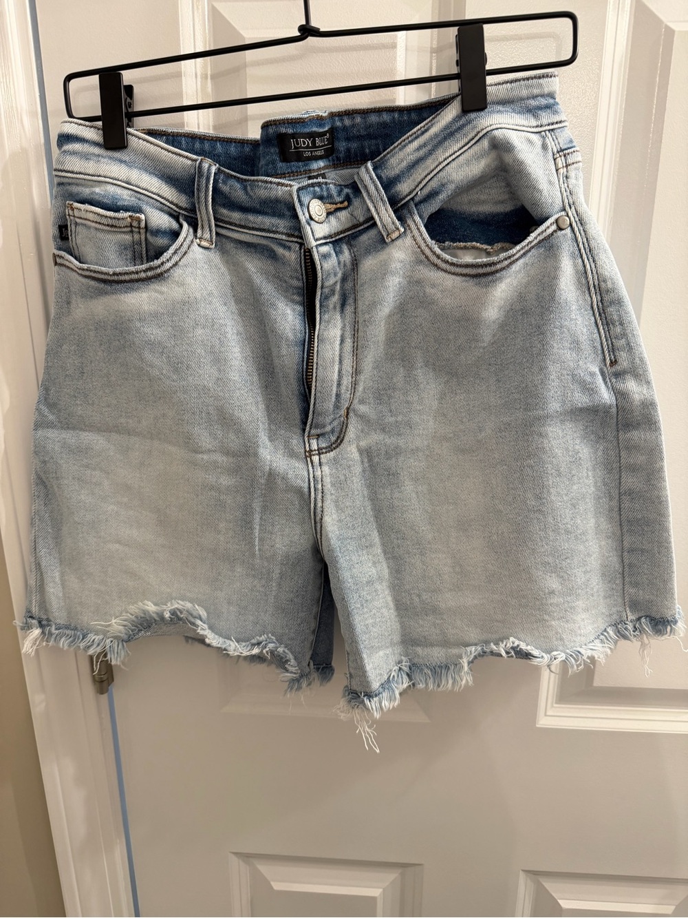 Judy Blue Faded Light Blue High-Rise Frayed Denim Shorts